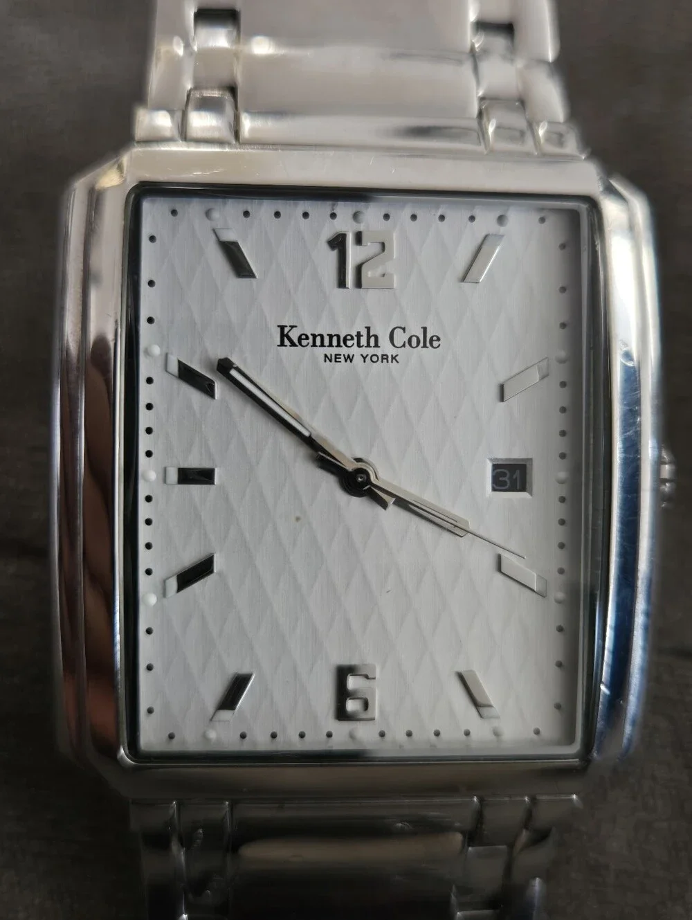 Kenneth Cole Rectangle Stainless Steel Wide Bracelet Watch KC3504